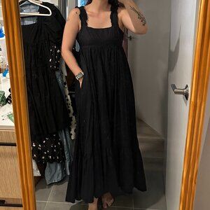 Free People Black Maxi Dress with Ruffle straps size XS